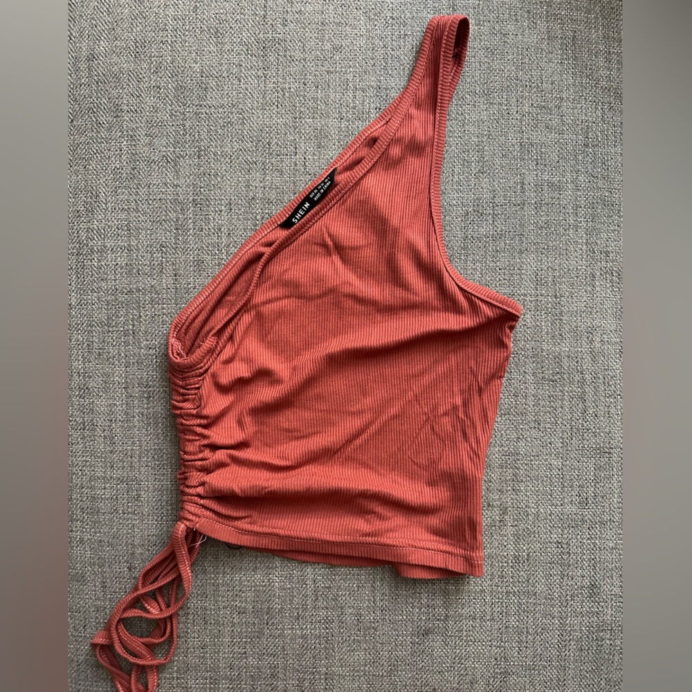 One shoulder top with side tie